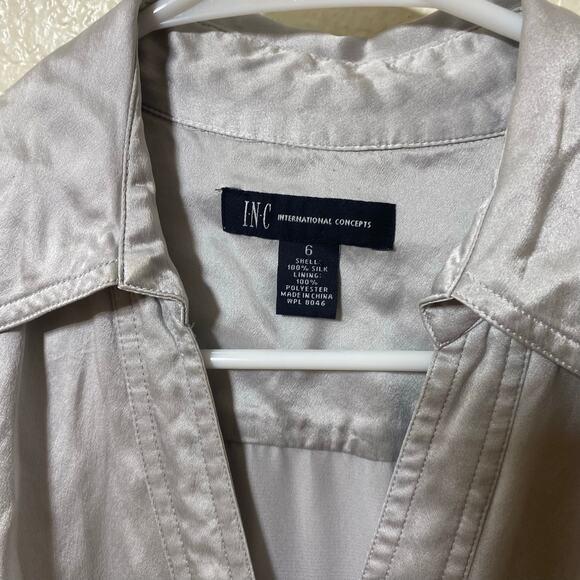 I.N.C. International Concepts 100% Silk Silver Mini Dress Size 6 - Picture 2 of 8